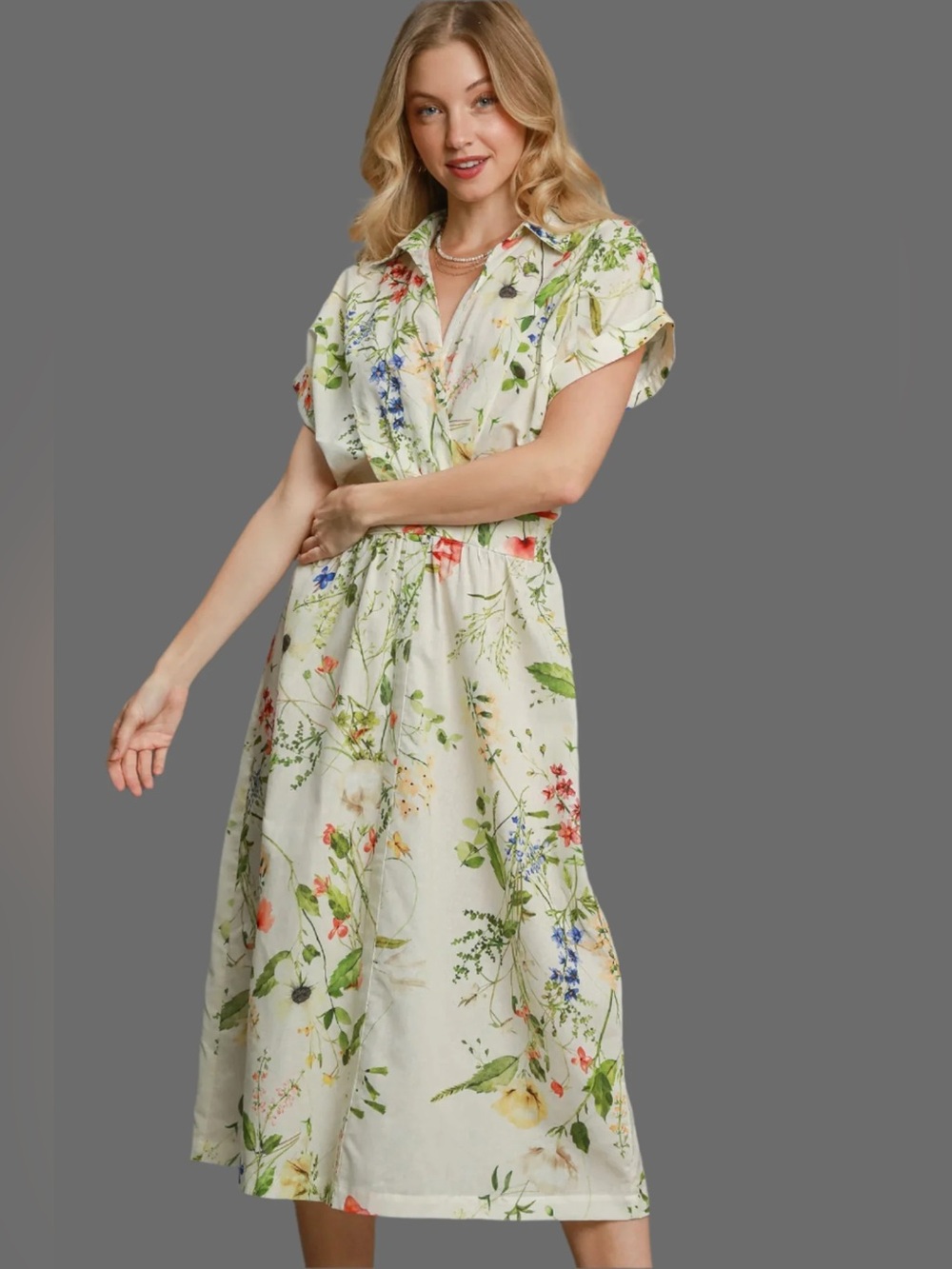 Umgee Floral Midi Dress Size Medium